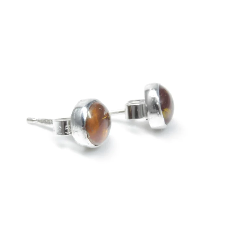 sterling silver and 6mm Amber earrings